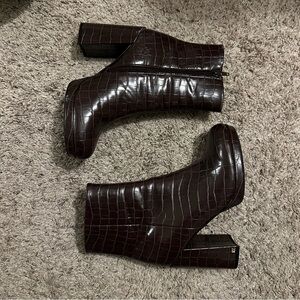 rachel zoe faux croc heeled boots
